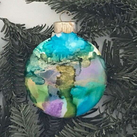 Modern Hand Painted Glass Ornament - Picture 2 of 2